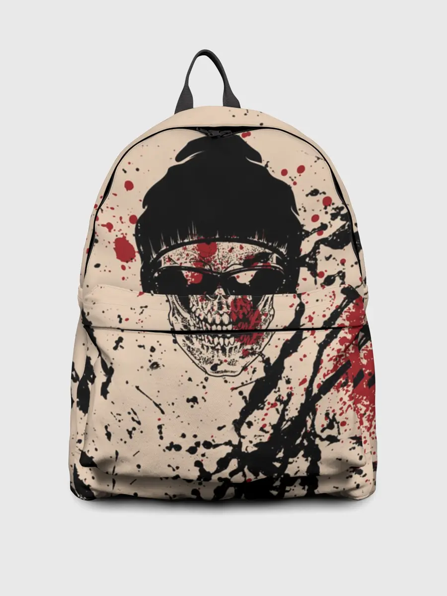 Рюкзак джинсовый / Череп Хипстер Брызги Краски