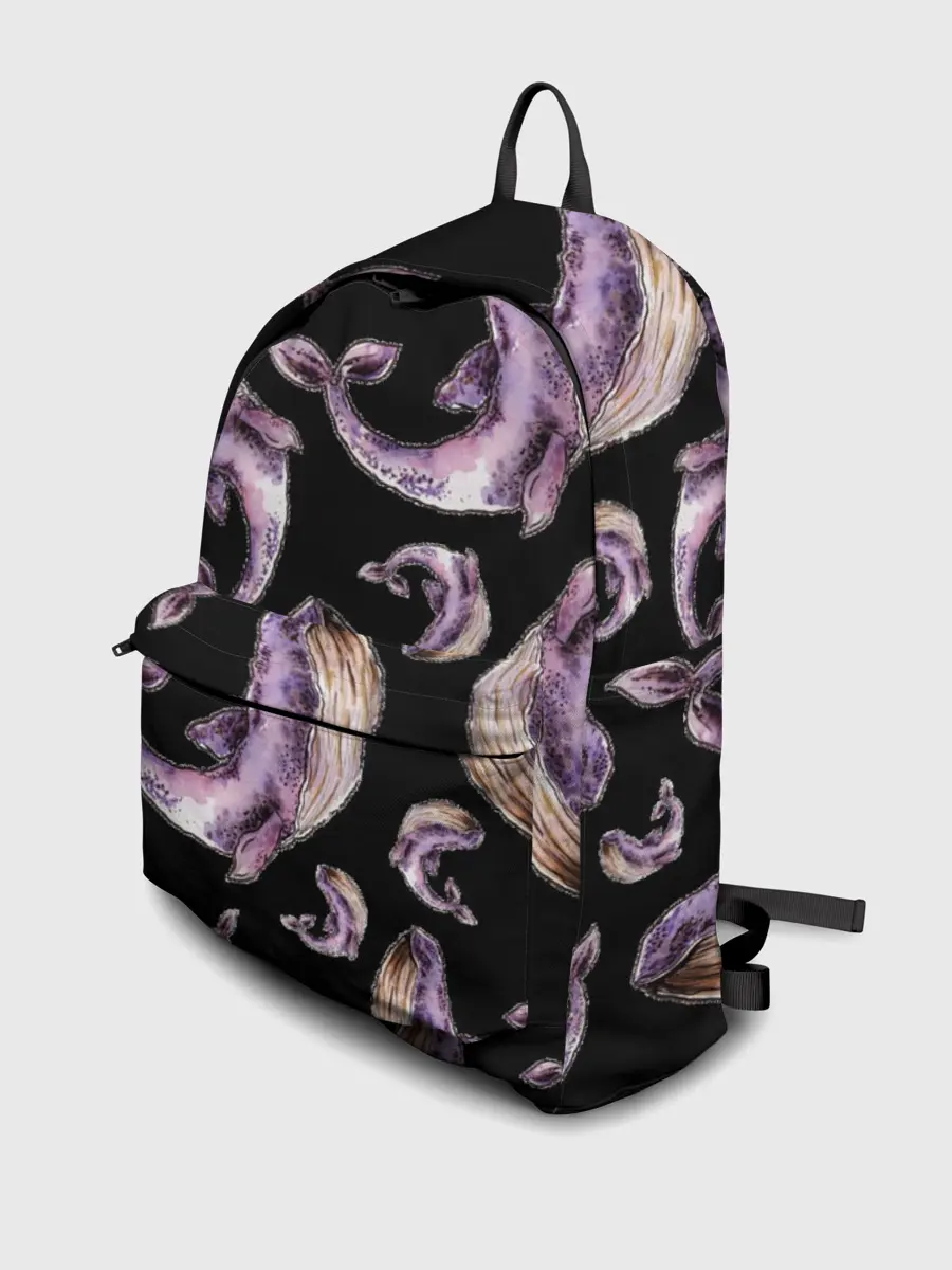 Рюкзак джинсовый / Лиловые киты