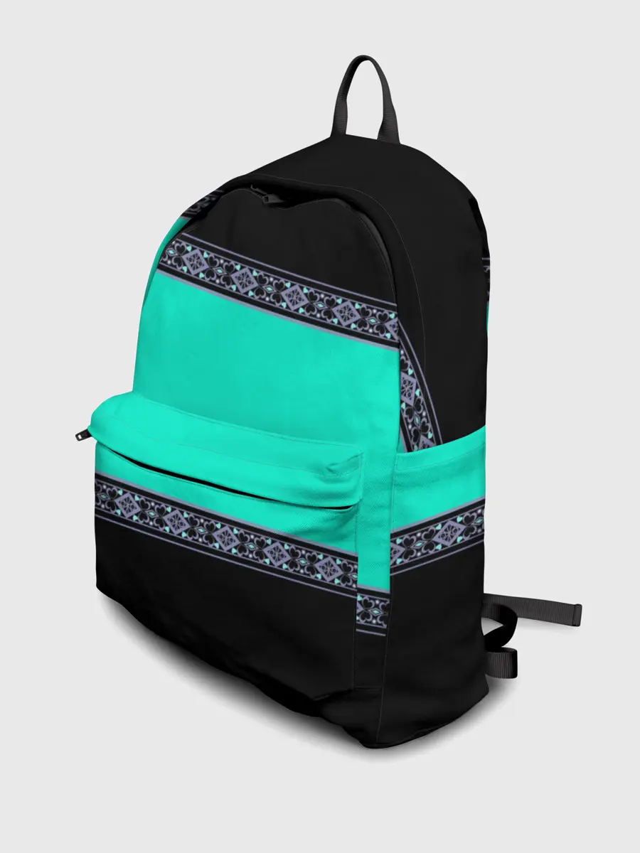 Рюкзак джинсовый / Черно-бирюзовый узор