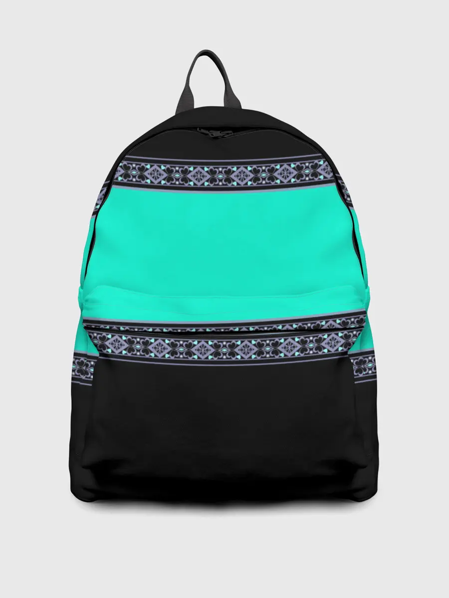 Рюкзак джинсовый / Черно-бирюзовый узор