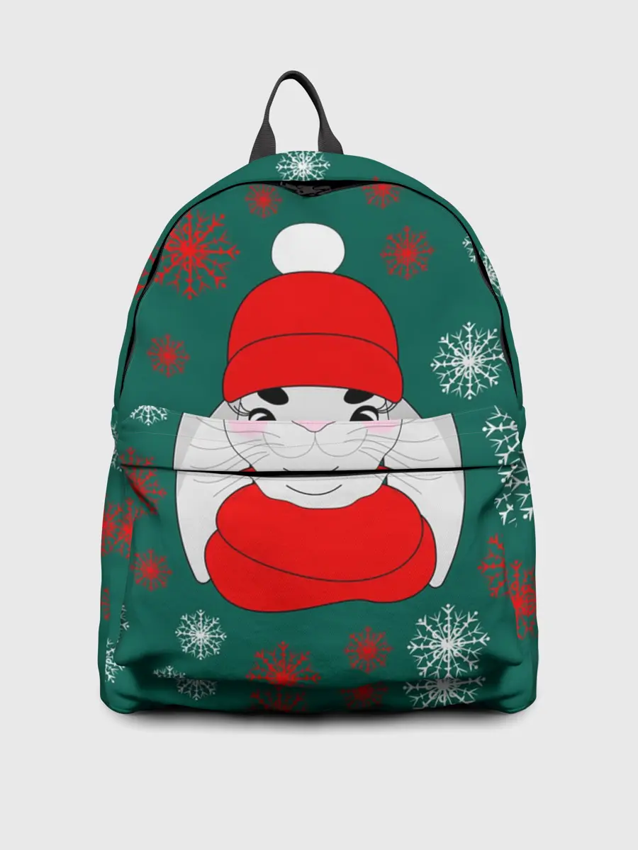 Рюкзак джинсовый / зимний кролик и снежинки