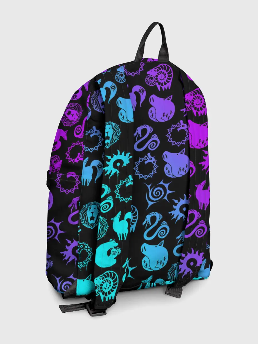 Рюкзак джинсовый / 7 СМЕРТНЫХ ГРЕХОВ НЕОН ЭМБЛЕМЫ