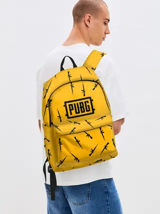 Рюкзак джинсовый / PUBG АВТОМАТЫ ПАТТЕРН ЖЁЛТЫЙ