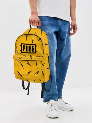 Рюкзак джинсовый / PUBG АВТОМАТЫ ПАТТЕРН ЖЁЛТЫЙ