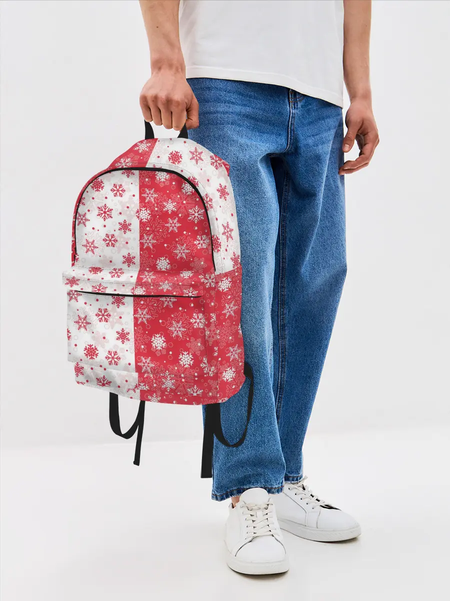 Рюкзак джинсовый / Снежинки - новогодние узоры