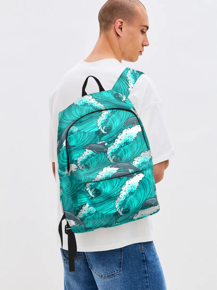 Рюкзак джинсовый / Дельфины в море