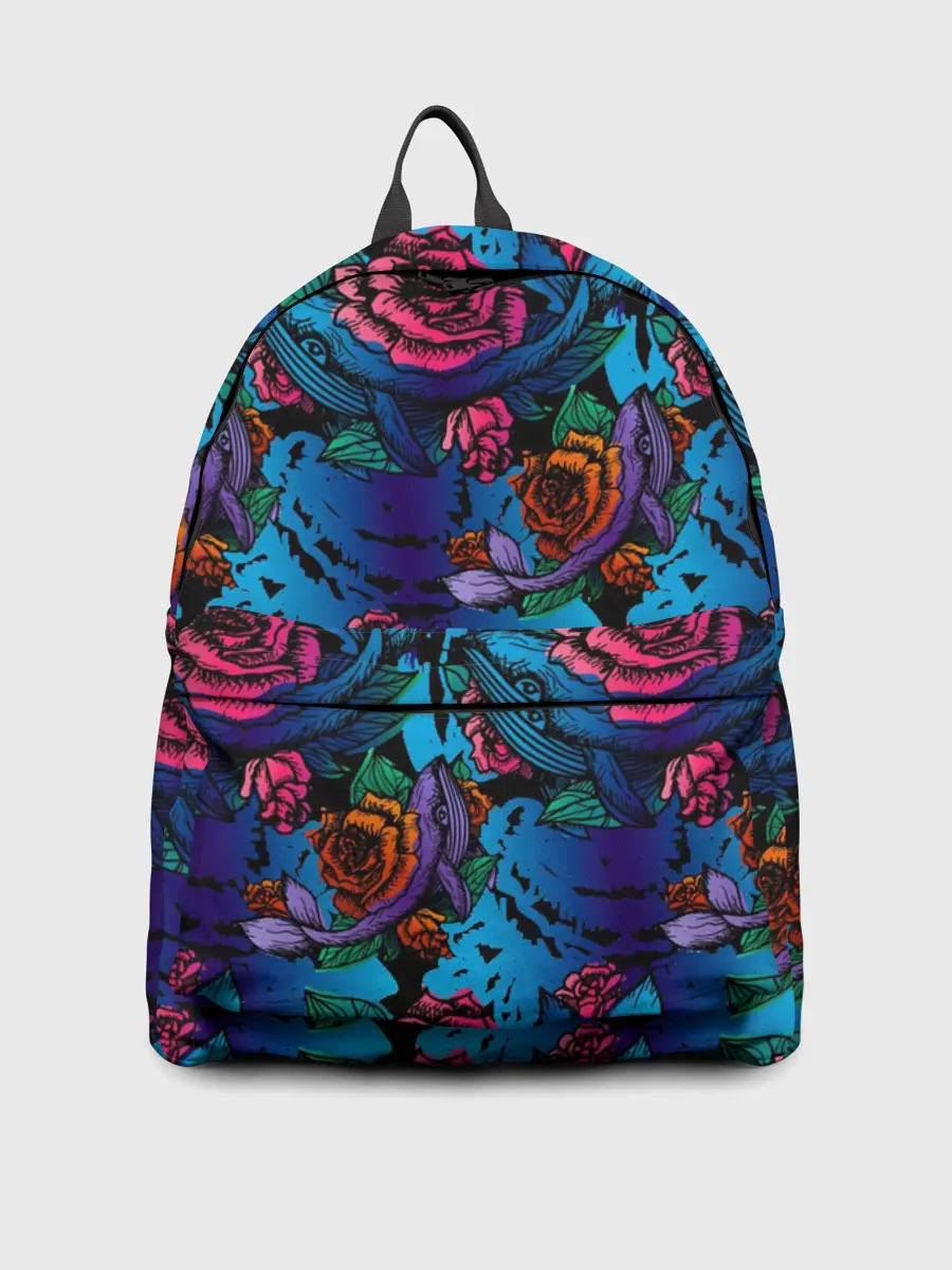 Рюкзак джинсовый / Киты и цветы