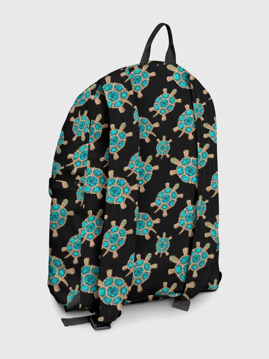 Рюкзак джинсовый / Бирюзовые черепашки брошка