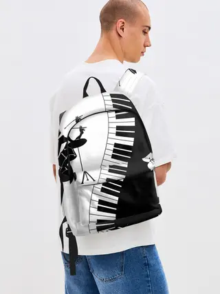 Рюкзак джинсовый / Черно Белое пианино