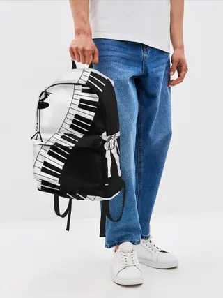 Рюкзак джинсовый / Черно Белое пианино