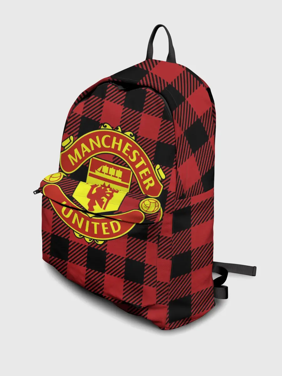 Рюкзак джинсовый / Манчестер Юнайтед фон в клетку