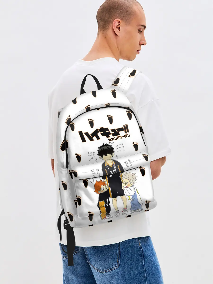 Рюкзак джинсовый / Малыши Хината и Бокуто | Haikyuu!!