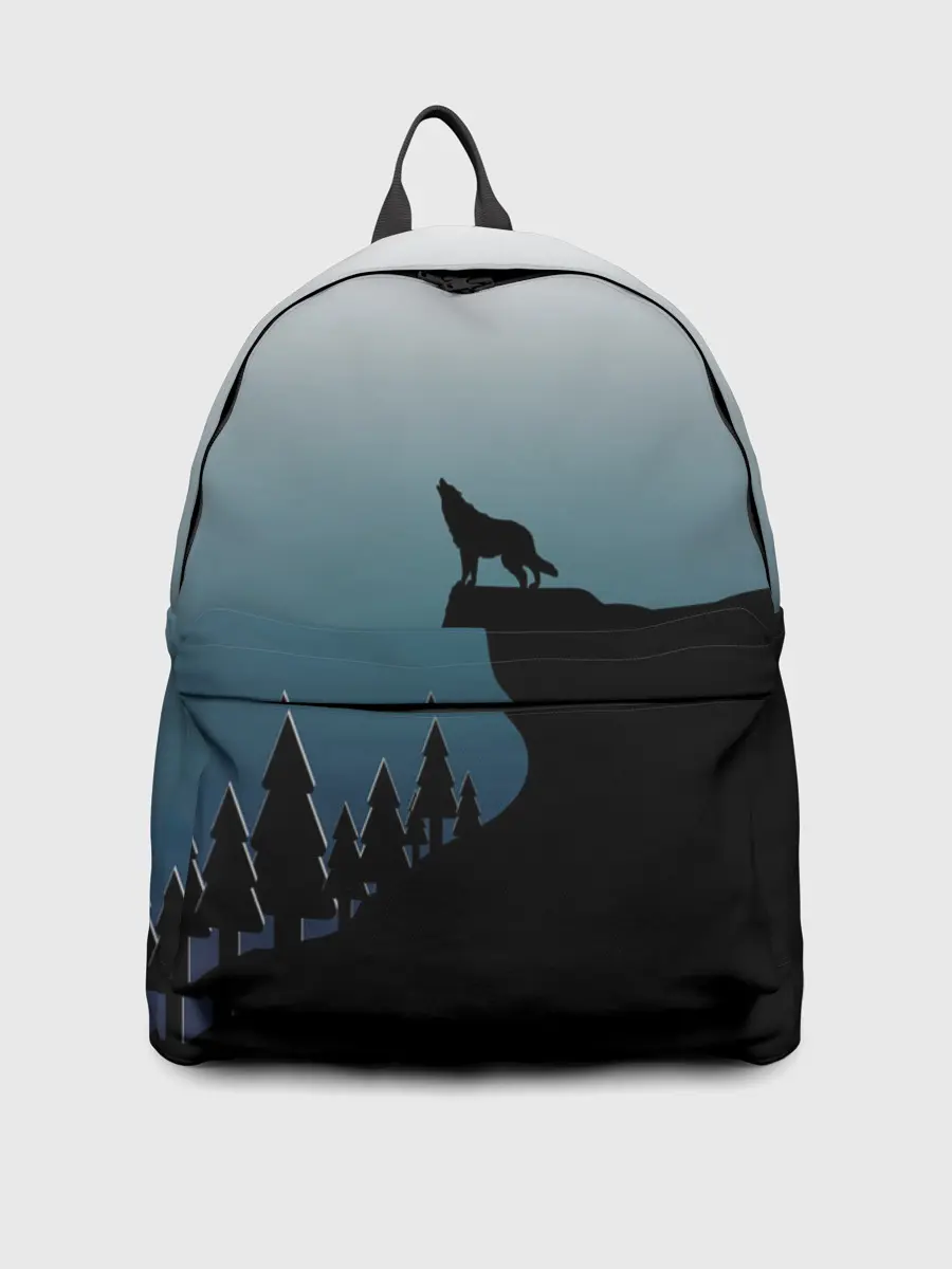 Рюкзак джинсовый / ВОЛК И ЛУНА 3D