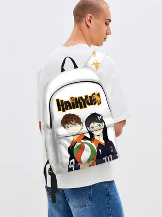 Рюкзак джинсовый / Майкл и Лили в роли персонажей Haikyuu!!
