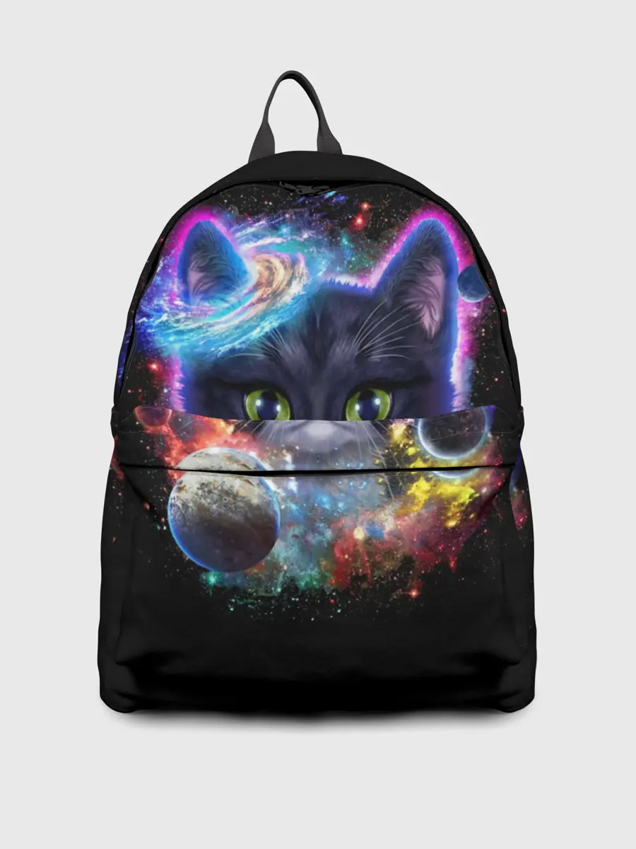 Рюкзак джинсовый / Космический котик и планеты