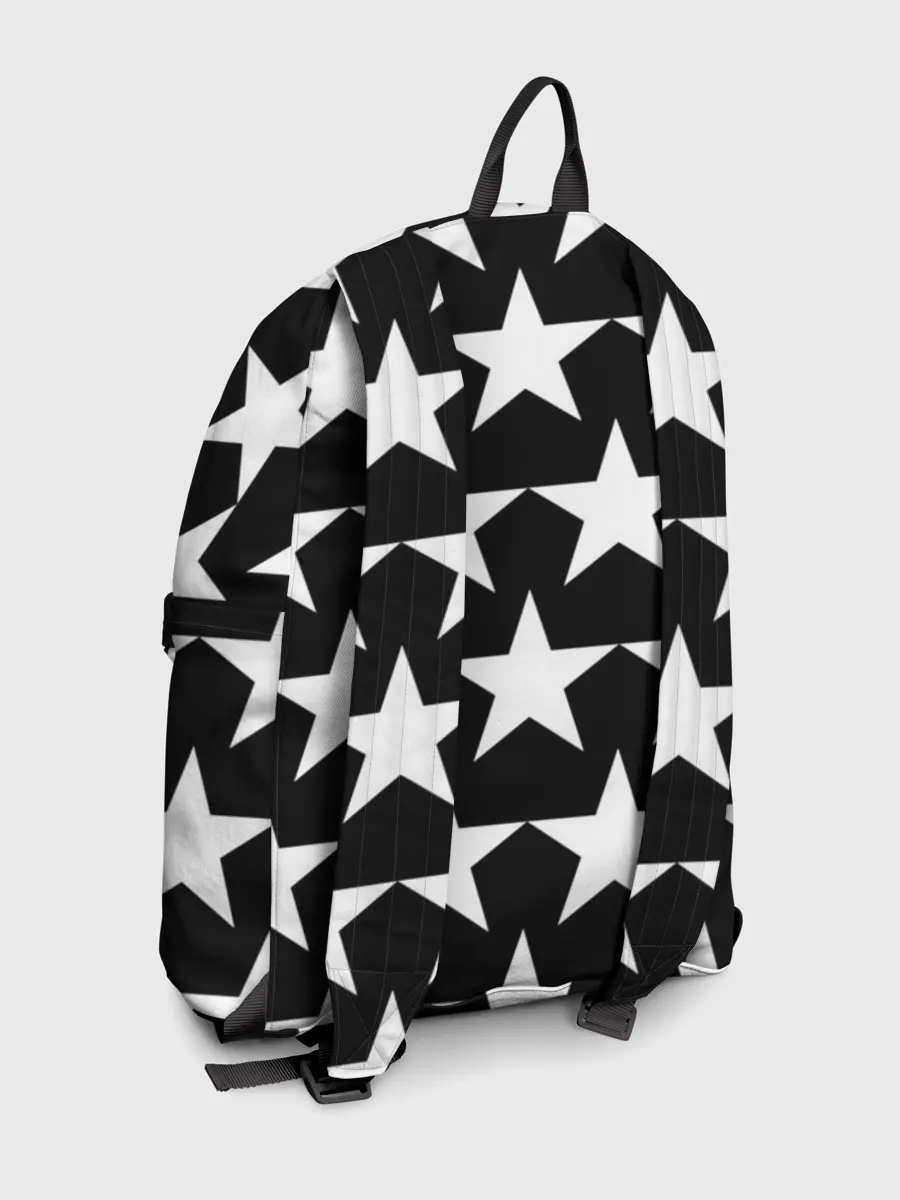 Рюкзак джинсовый / Белые звёзды на чёрном фоне 2