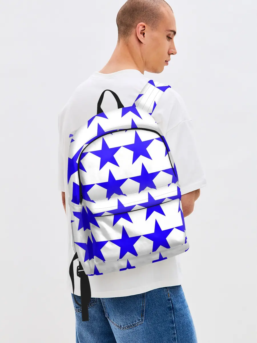 Рюкзак джинсовый / Синие звёзды на белом фоне