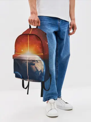 Рюкзак джинсовый / Космос земля 3D