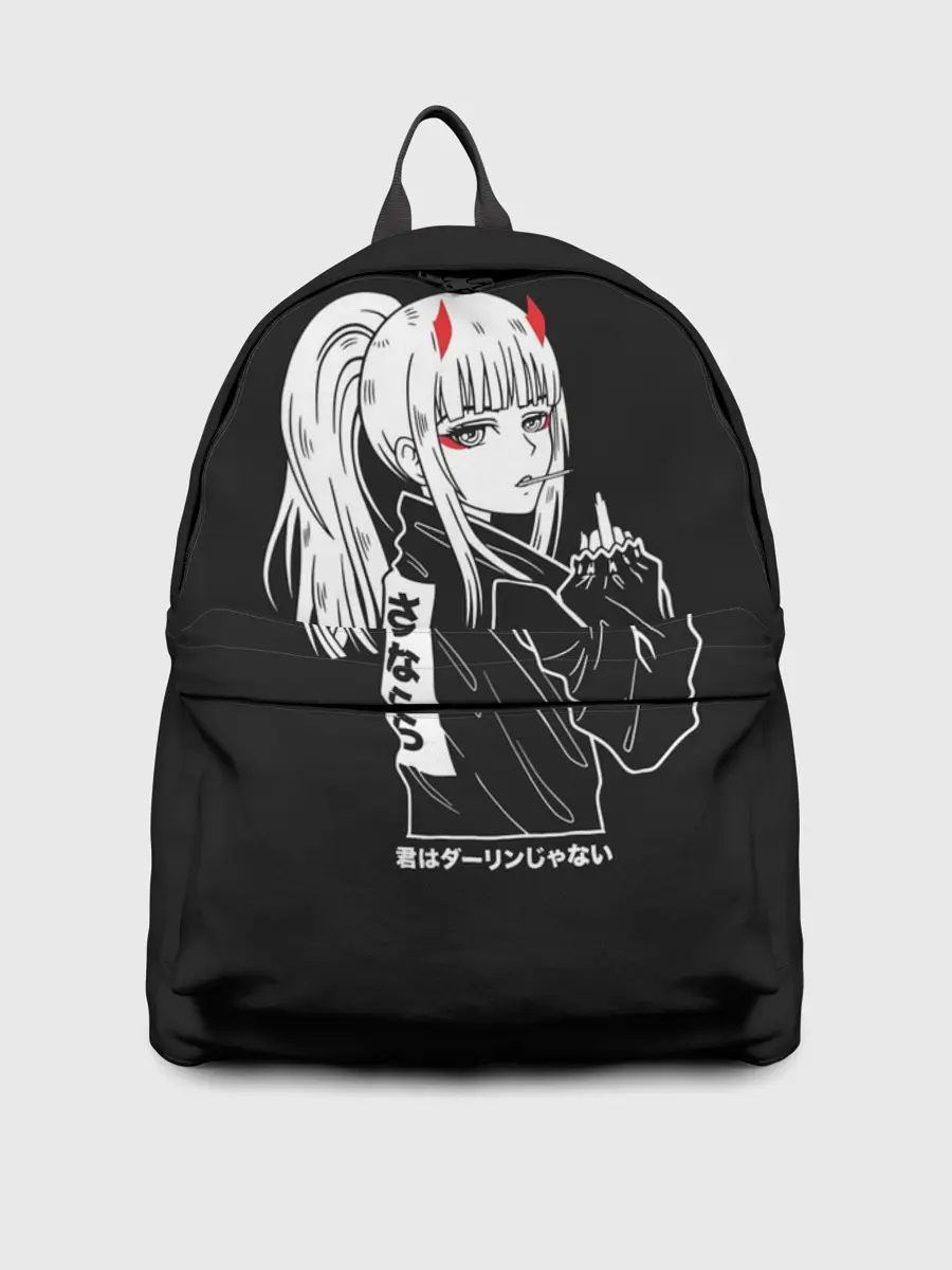 Рюкзак джинсовый / Зеро Ту показывает палец