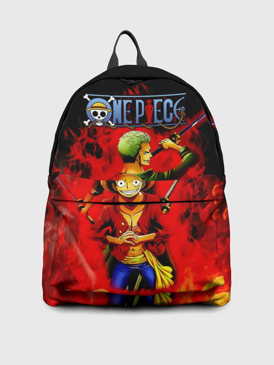 Рюкзак джинсовый / Зоро и Луффи в огне One Piece