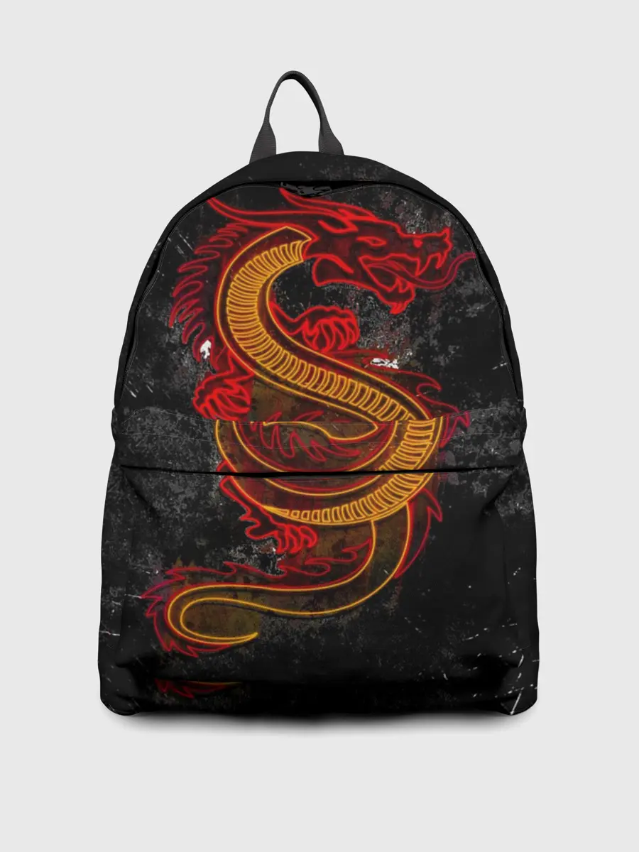 Рюкзак джинсовый / НЕОНОВЫЙ ДРАКОН, 3d