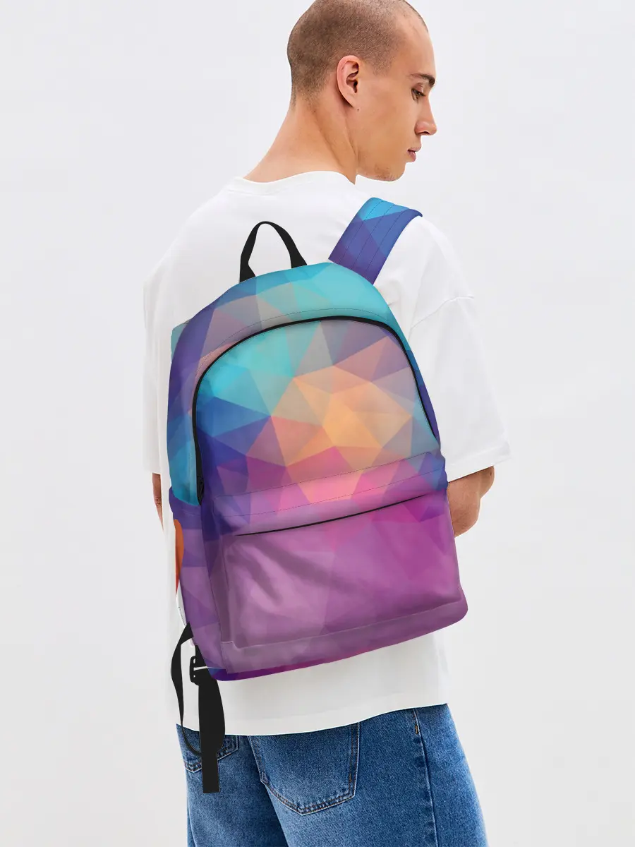 Рюкзак джинсовый / Цветные полигоны - Градиент