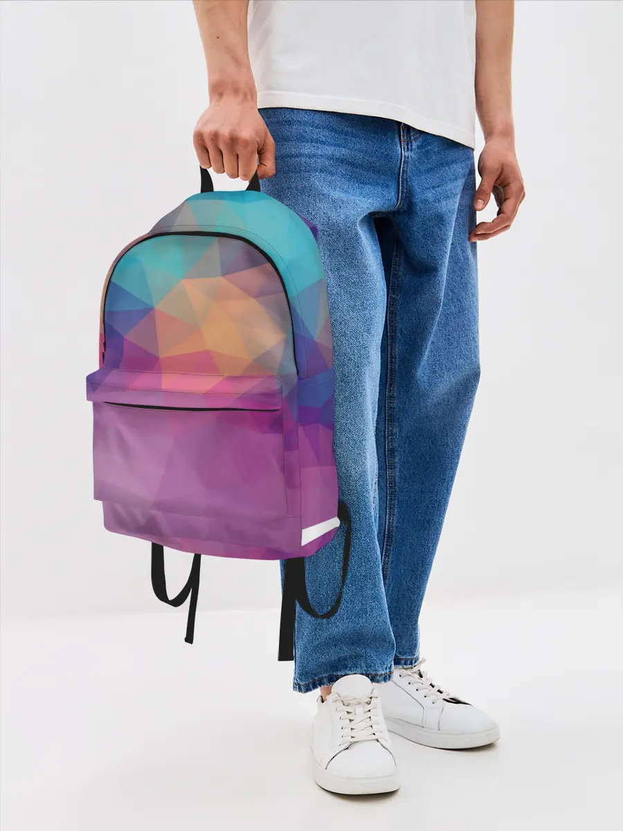 Рюкзак джинсовый / Цветные полигоны - Градиент