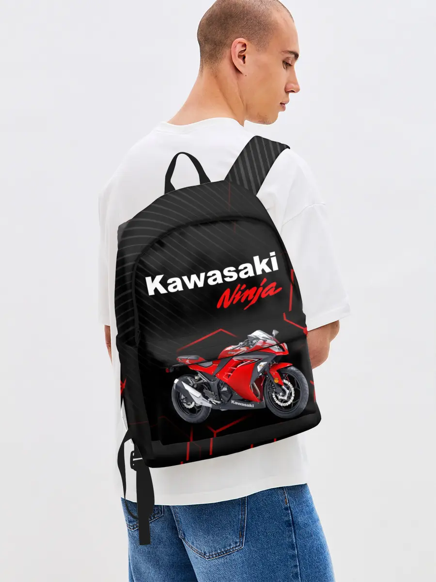 Рюкзак джинсовый / KAWASAKI NINJA / КАВАСАКИ
