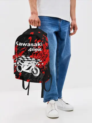 Рюкзак джинсовый / KAWASAKI NINJA / КАВАСАКИ