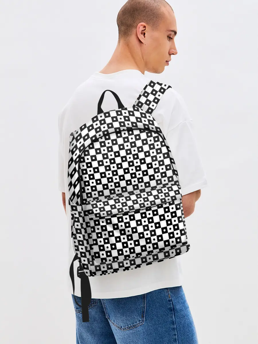 Рюкзак джинсовый / ШАХМАТНАЯ КЛЕТКА В ГОРОШЕК