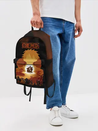 Рюкзак джинсовый / One Piece пираты Соломенной Шляпы