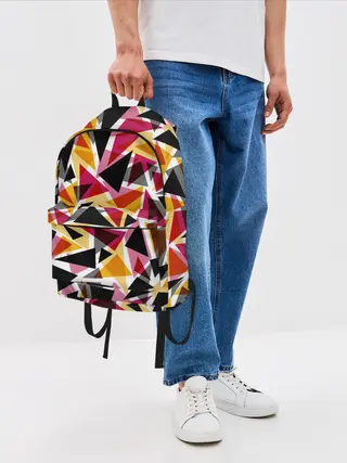 Рюкзак джинсовый / Разноцветные треугольники