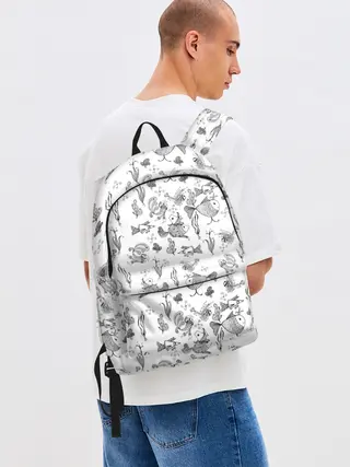 Рюкзак джинсовый / Рисованные сказочные рыбки