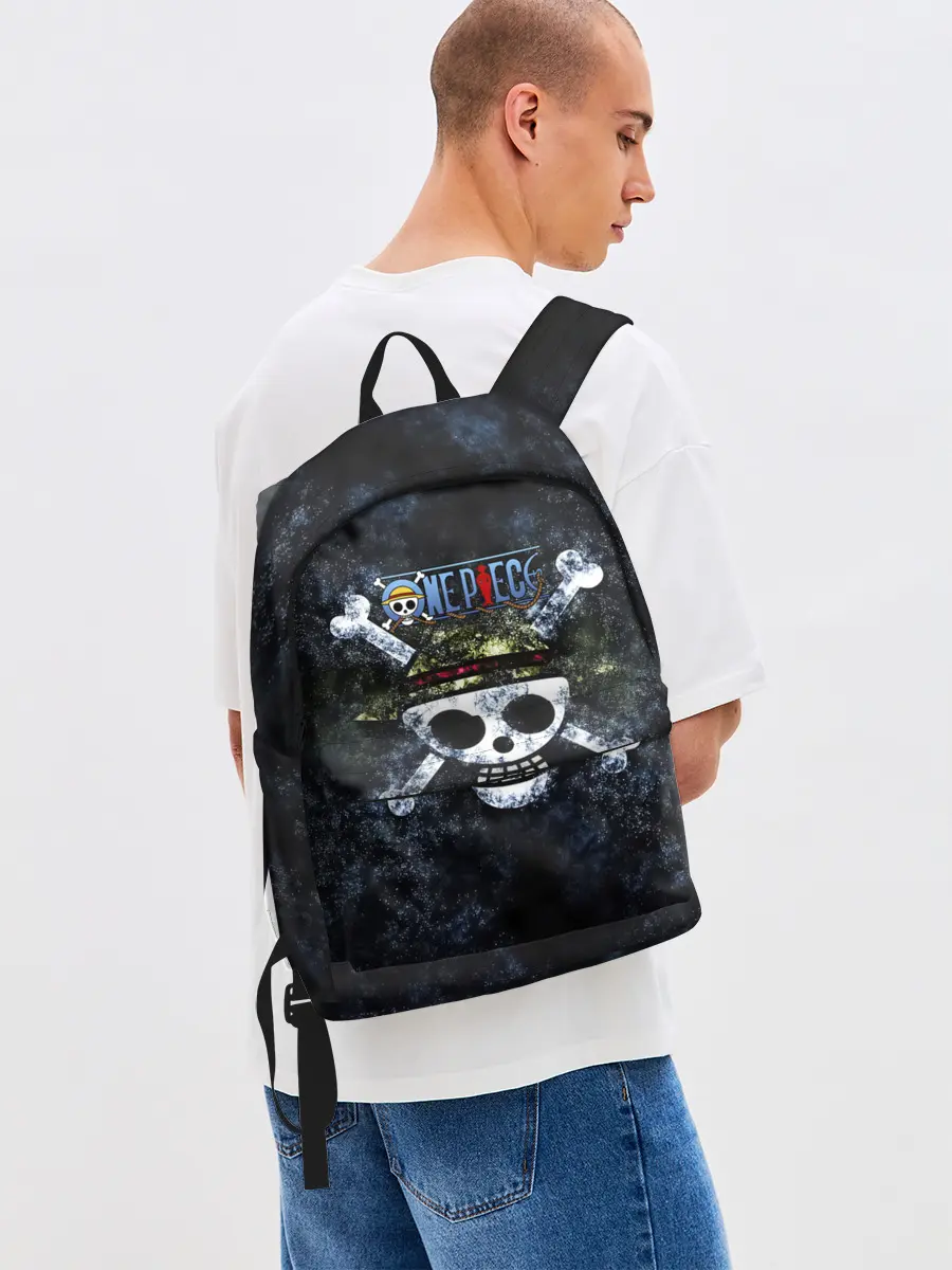 Рюкзак джинсовый / Веселый Роджер One Piece. Большой куш