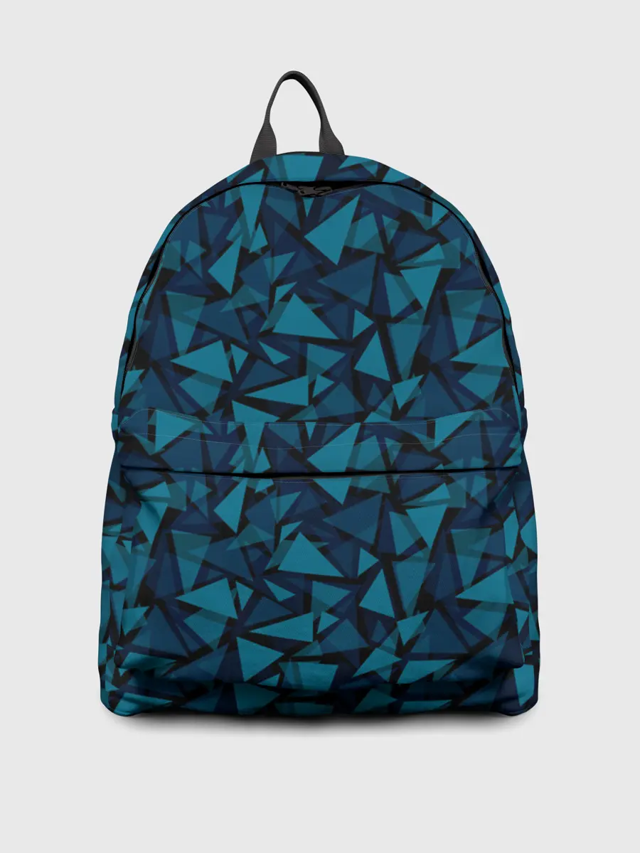 Рюкзак джинсовый / Синий полигональный паттерн