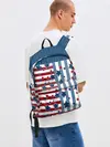 Рюкзак джинсовый / Голубые звезды на полосатом