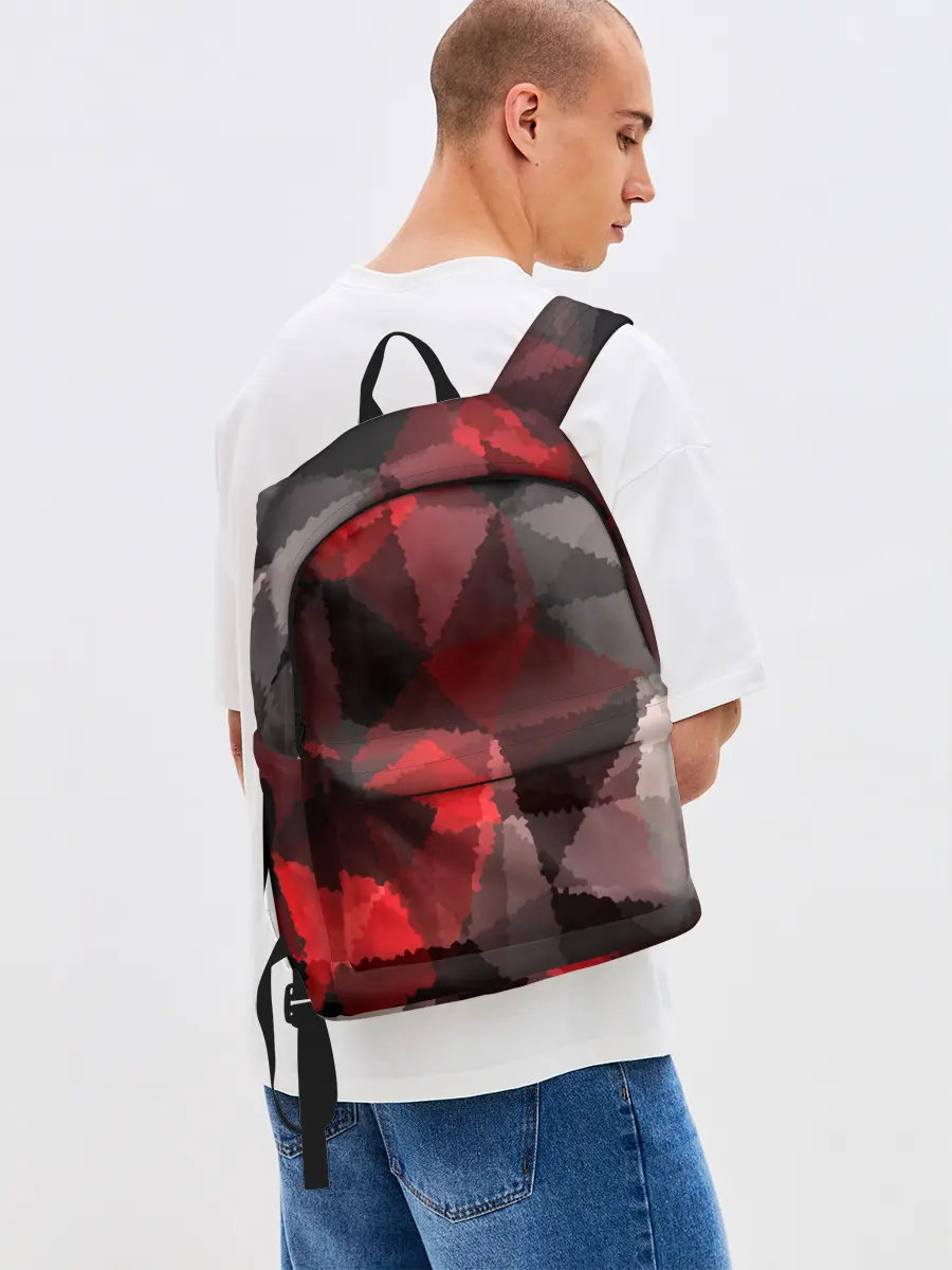 Рюкзак джинсовый / Серо-красная абстракция