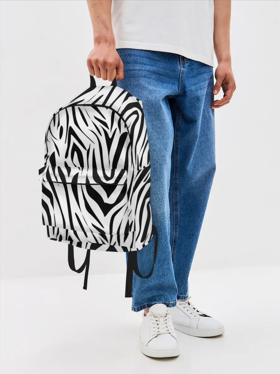 Рюкзак джинсовый / Черно-белая зебра