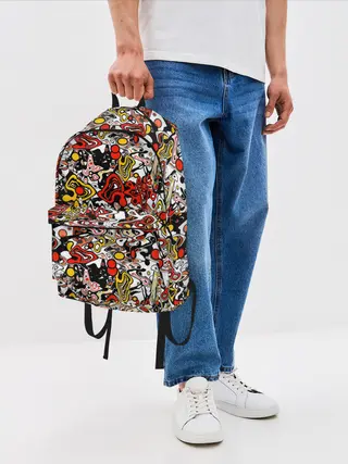 Рюкзак джинсовый / Абстрактный разноцветный узор