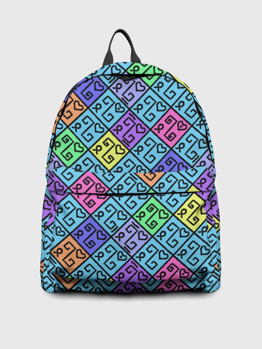 Рюкзак джинсовый / Неоновый яркий абстрактный узо