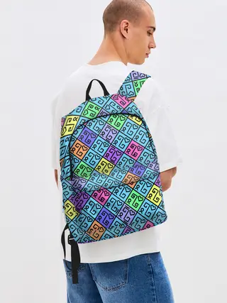 Рюкзак джинсовый / Неоновый яркий абстрактный узо