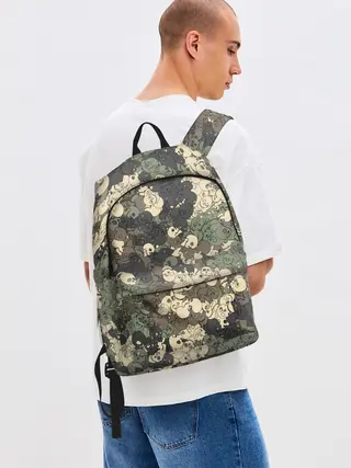 Рюкзак джинсовый / Камуфляжный рисунок из черепов