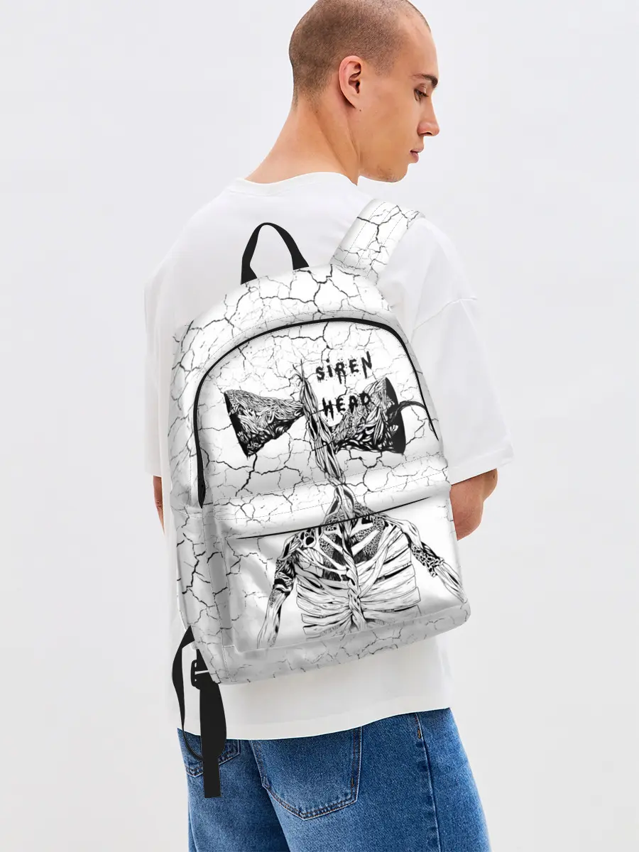 Рюкзак джинсовый / Сиреноголовый Трещины Надпись