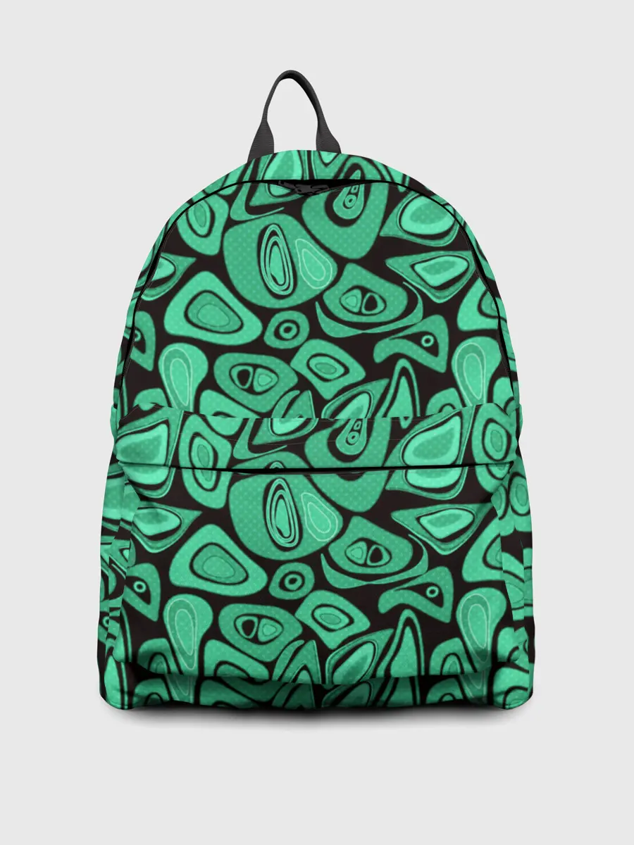 Рюкзак джинсовый / Зеленый абстрактный узор
