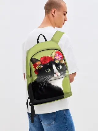 Рюкзак джинсовый / Кот и цветы