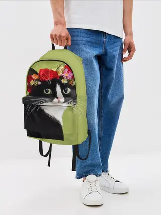 Рюкзак джинсовый / Кот и цветы