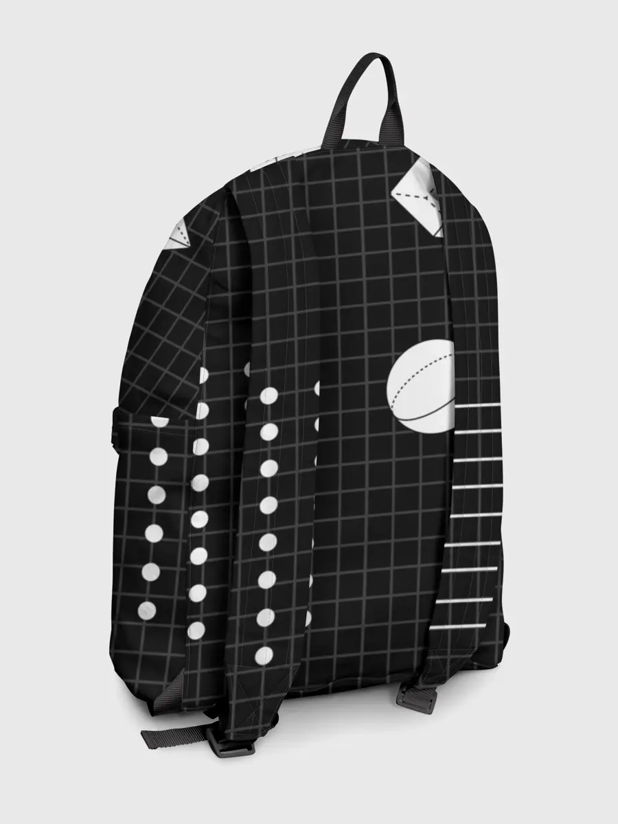 Рюкзак джинсовый / Черно-белые фигуры 3D