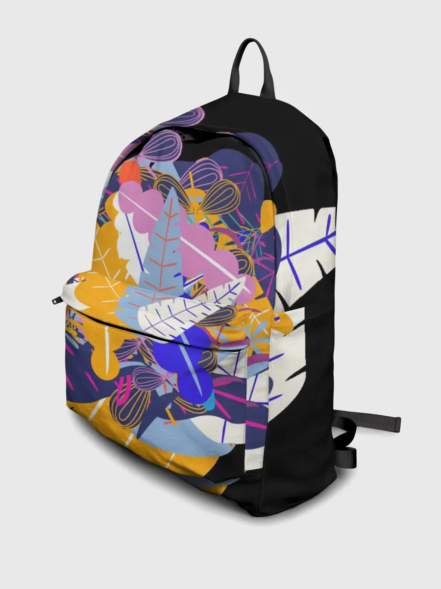 Рюкзак джинсовый / узор из листьев и цветов