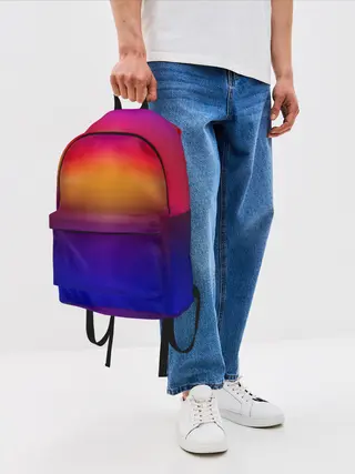 Рюкзак джинсовый / Размытый оранжево-фиолетовый