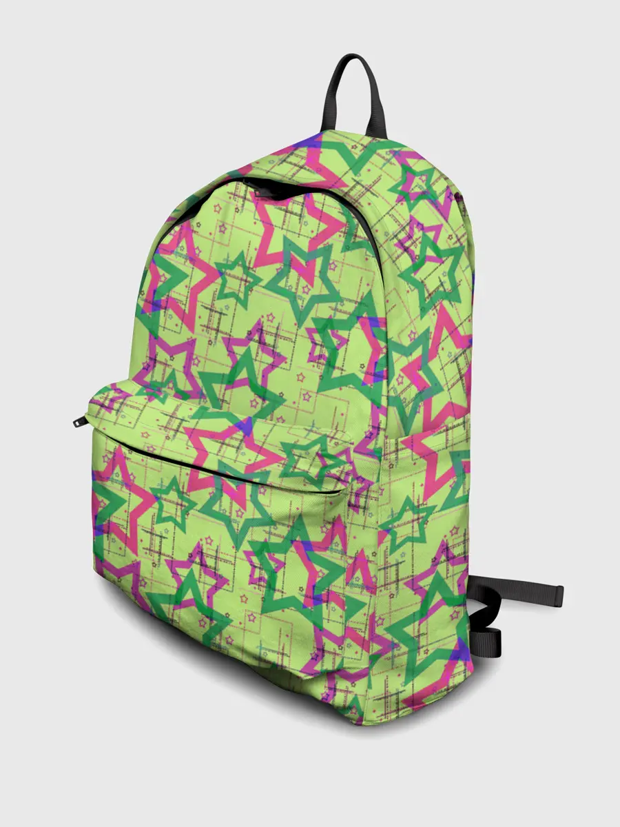 Рюкзак джинсовый / Зеленый узор Звезды